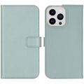 Selencia Echt Lederen Bookcase iPhone 14 Pro Max - Air Blue