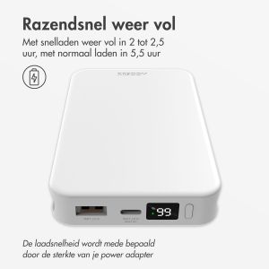 Accezz Powerbank 10.000 mAh met geïntegreerde kabels - Wit