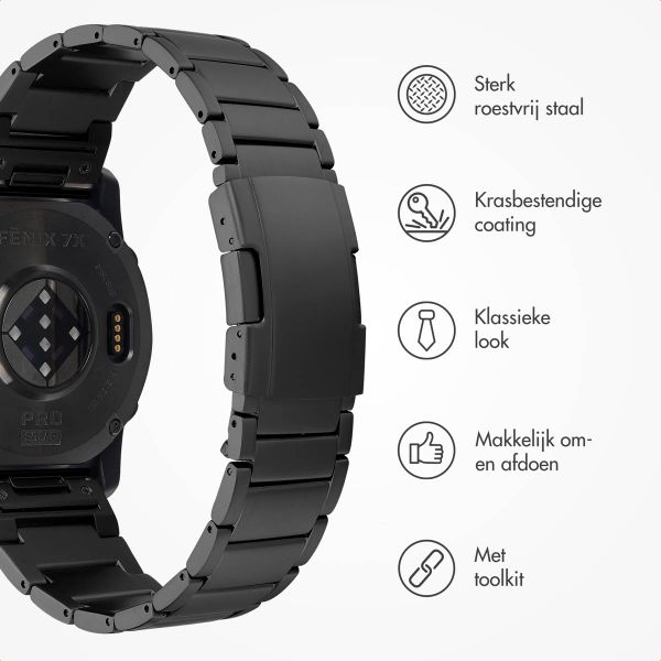 Accezz Mat Titanium bandje voor de Garmin Quickfit 26mm - Zwart