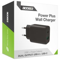 Accezz Power Plus Wall Charger - Oplader USB-C & USB aansluiting - Power Delivery - 33W - Zwart