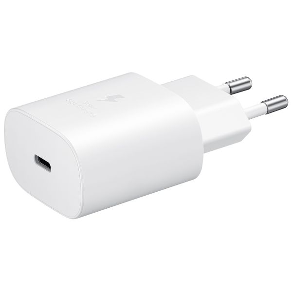 Samsung Originele USB-C naar USB-C kabel - 1.8 meter - 25 Watt - Wit + Originele Fast Charging Adapter USB-C Oplader - In Fabrieksverpakking - 25 Watt - Wit