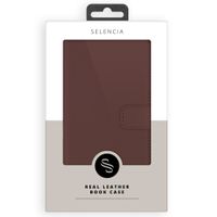 Selencia Echt Leren Bookcase Samsung Galaxy S24 Ultra - Donkerbruin