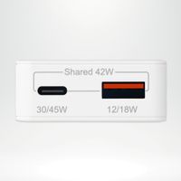Accezz Ultra Slim GaN Oplader - USB-C + USB-A - 45W - Wit