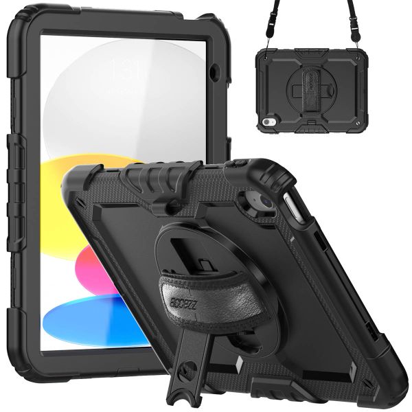 Accezz Rugged Backcover met schouderstrap iPad 11 (2025) 11 inch / iPad 10 (2022) 10.9 inch - Zwart