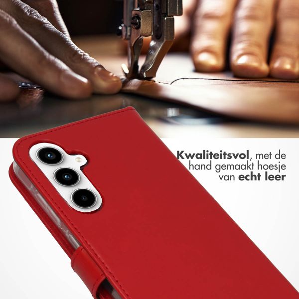 Selencia Echt Lederen Bookcase Samsung Galaxy A55 - Rood