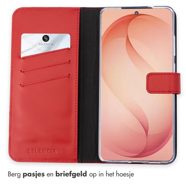 Selencia Echt Leren Bookcase Samsung Galaxy S26 Plus - Rood