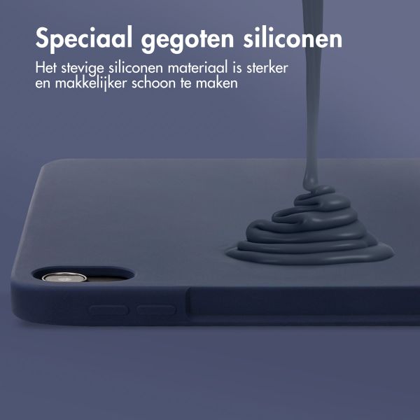 Accezz Liquid Silicone Backcover met penhouder iPad Air 11 inch (2025) M3 / (2024) M2 / Air 5 (2022) / Air 4 (2020) - Donkerblauw