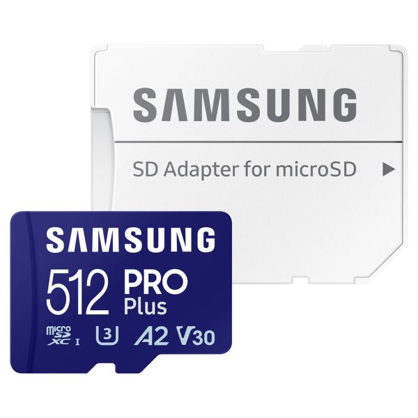 Samsung PRO Plus microSD 2023 - 512GB - inclusief SD Adapter - UHS-I/U3/Full HD/4K UHD