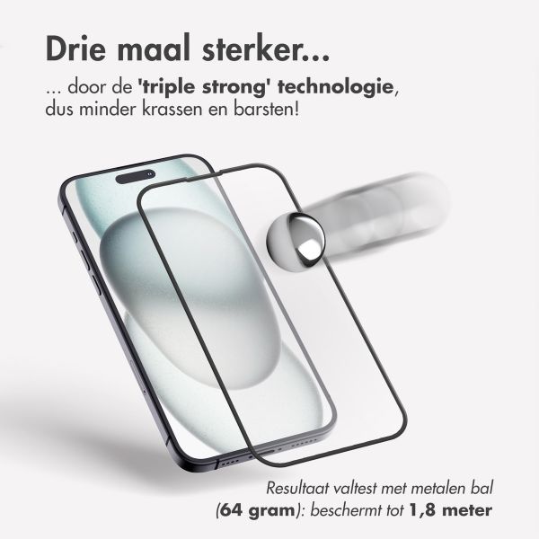 Accezz Triple Strong Full Cover Glas Screenprotector met applicator iPhone 15 - Transparant