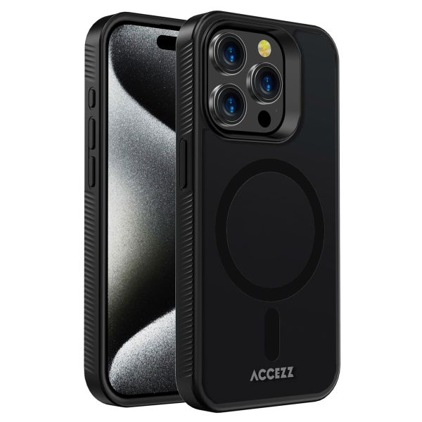 Accezz Rugged Frosted MagSafe Backcover iPhone 15 Pro Max - Zwart