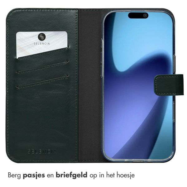 Selencia Echt Leren Bookcase Apple iPhone 17 Air - Groen