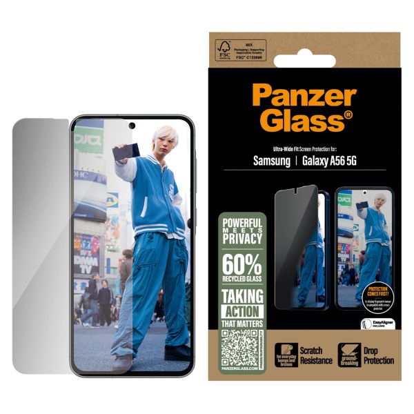 PanzerGlass Privacy Ultra-Wide Fit Anti-Bacterial Screenprotector incl. applicator Samsung Galaxy A56