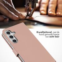 Selencia Echt Leren Bookcase Samsung Galaxy S25 FE - Dusty Pink