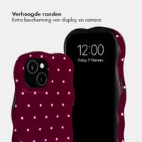 Selencia Vivid Wavy Backcover met MagSafe Apple iPhone 15 - Happy Dots Burgundy
