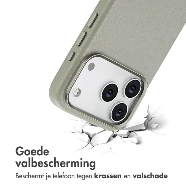 Accezz MagSafe Leather Backcover Apple iPhone 17 Pro - Lichtgrijs