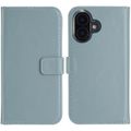 Selencia Echt Lederen Bookcase iPhone 16 - Air Blue