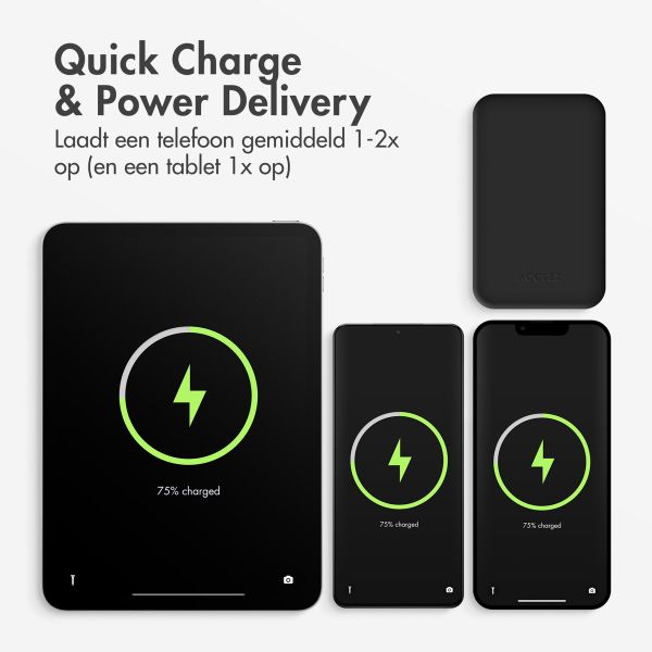 Accezz Powerbank 10.000 mAh met geïntegreerde kabels - Zwart