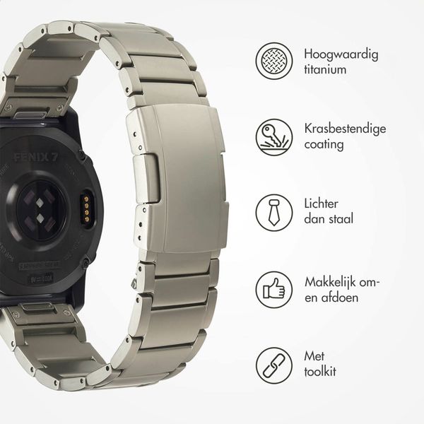Accezz Mat Titanium bandje  - Garmin 22 mm aansluiting - Titanium