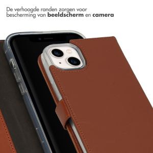 Selencia Echt Lederen Bookcase iPhone 14 Plus - Lichtbruin