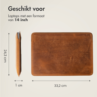 Accezz Leather Laptophoes 14 inch - Laptopsleeve - Cognac