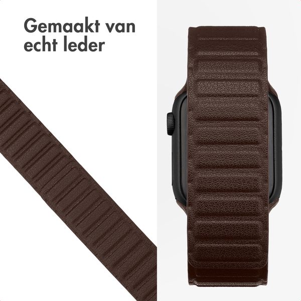 Accezz Magnetisch echt lederen bandje Apple Watch | 38/40/41/42 mm - Chocolate Brown