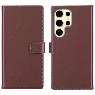 Selencia Echt Leren Bookcase Samsung Galaxy S25 Ultra - Donkerbruin
