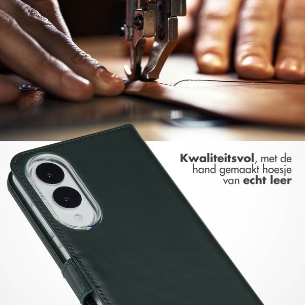 Selencia Echt Lederen Bookcase Samsung Galaxy S25 Edge - Groen