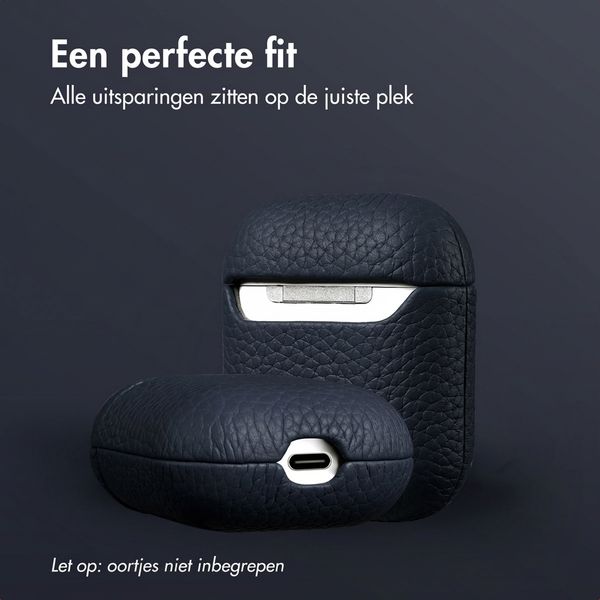Accezz Echt Leren Case  Apple Airpods 1 / 2 - Donkerblauw