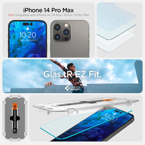 Spigen GLAStR EZ Fit Screenprotector + Applicator 2-pack Apple iPhone 14 Pro Max