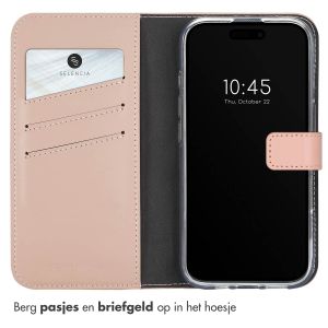 Selencia Echt Lederen Bookcase iPhone 16 - Dusty Pink