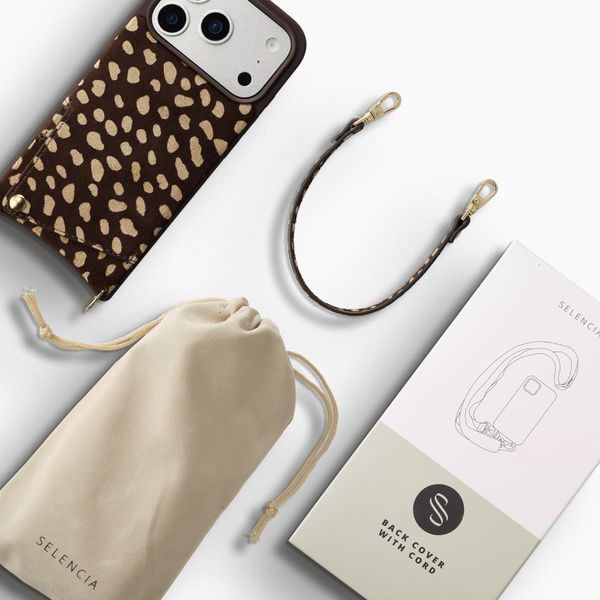 Selencia Nova Real Leather Backcover met Koord en Pashouder Apple iPhone 17 Pro - Fawn Chic