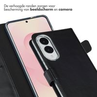 Selencia Echt Lederen Bookcase Samsung Galaxy S25 Edge - Zwart