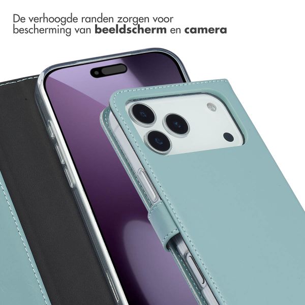 Selencia Echt Leren Bookcase Apple iPhone 17 Pro Max - Light Blue