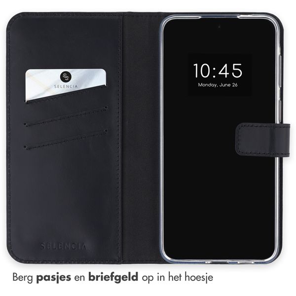Selencia Echt Leren Bookcase Samsung Galaxy A57 (5G) - Zwart