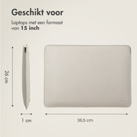 Accezz Leather Laptophoes 15 inch - Laptopsleeve - Beige