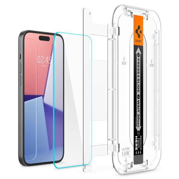 Spigen GLAStR EZ Fit Screenprotector + Applicator 2-pack Apple iPhone 16 Plus / 15 Plus