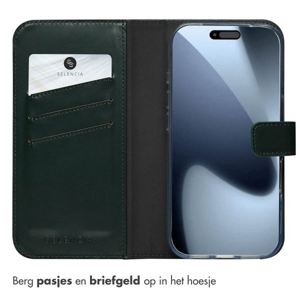 Selencia Echt Leren Bookcase Apple iPhone 17 Pro - Green