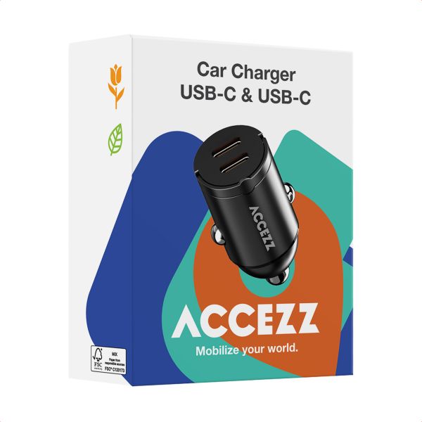 Accezz Autolader | Snellader met 2 poorten - 2x USB-C 65 watt