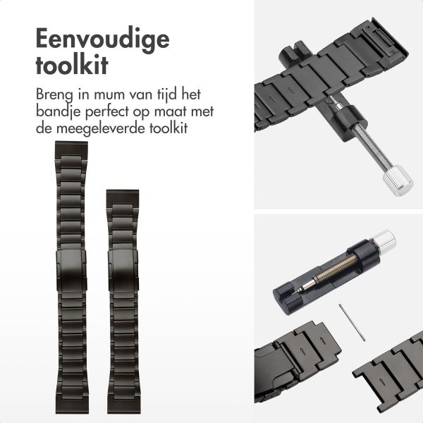 Accezz Mat Titanium bandje voor de Garmin Quickfit 26mm - Zwart