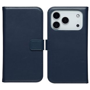 Selencia Echt Leren Bookcase Apple iPhone 17 Pro Max - Blauw