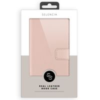 Selencia Echt Lederen Bookcase iPhone 12 Mini - Roze