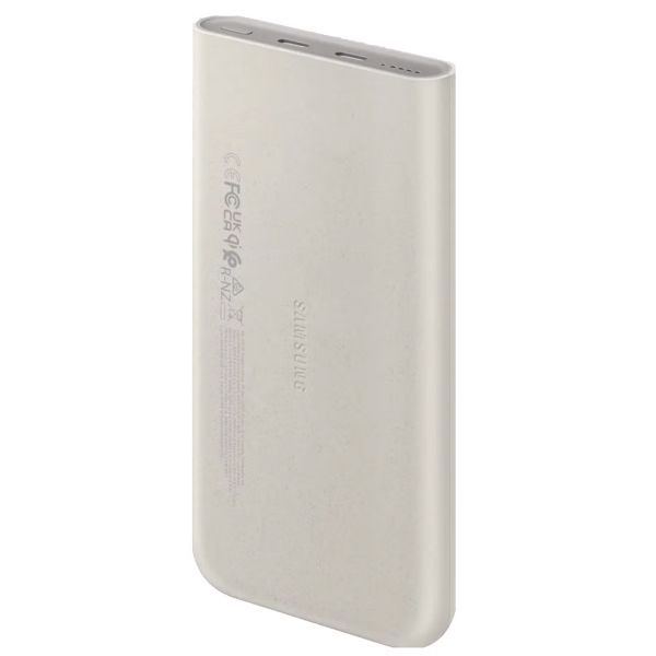 Samsung Originele Powerbank Bundel | Samsung Galaxy Batterij Pack 10.000 mAh - 2x USB-C - Beige + Samsung 25 Watt USB-C Adapter - Wit