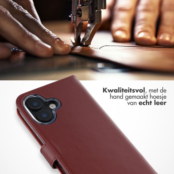 Selencia Echt Leren Bookcase Apple iPhone 16 - Burgundy
