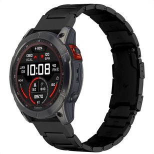 Accezz Mat Titanium bandje  - Garmin 26 mm aansluiting - Zwart