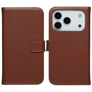 Selencia Echt Leren Bookcase Apple iPhone 17 Pro - Light Brown