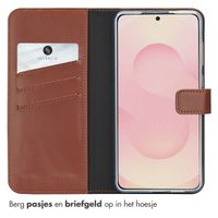 Selencia Echt Lederen Bookcase Samsung Galaxy S25 Edge - Lichtbruin