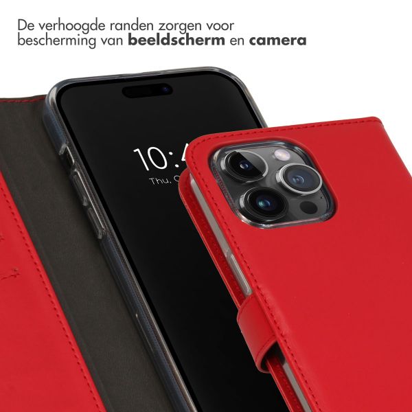 Selencia Echt Lederen Bookcase iPhone 15 Pro Max - Rood