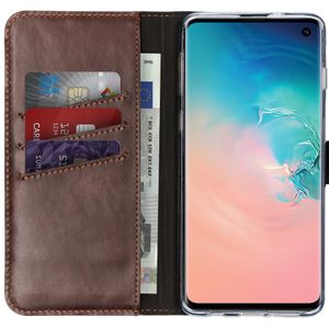 Selencia Echt Lederen Bookcase Samsung Galaxy S10 - Bruin