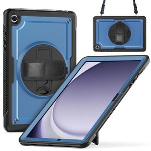 Accezz Rugged Backcover met schouderstrap Samsung Galaxy Tab A9 Plus - Blauw