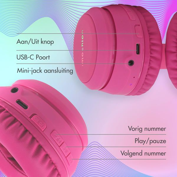 imoshion Draadloze Kinderkoptelefoon LED Light - Decibelbegrenzer - Met AUX kabel - Hot Pink